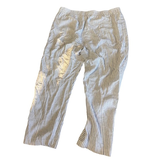 Caslon Linen Blend Pants Women's L Blue White Striped Linen - Picture 2 of 4